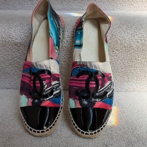CHANEL size 39, Multicolor Print Espadrilles